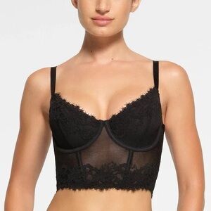 BNWT Skims Femme Lace Balconette Corset Bra Onyx S